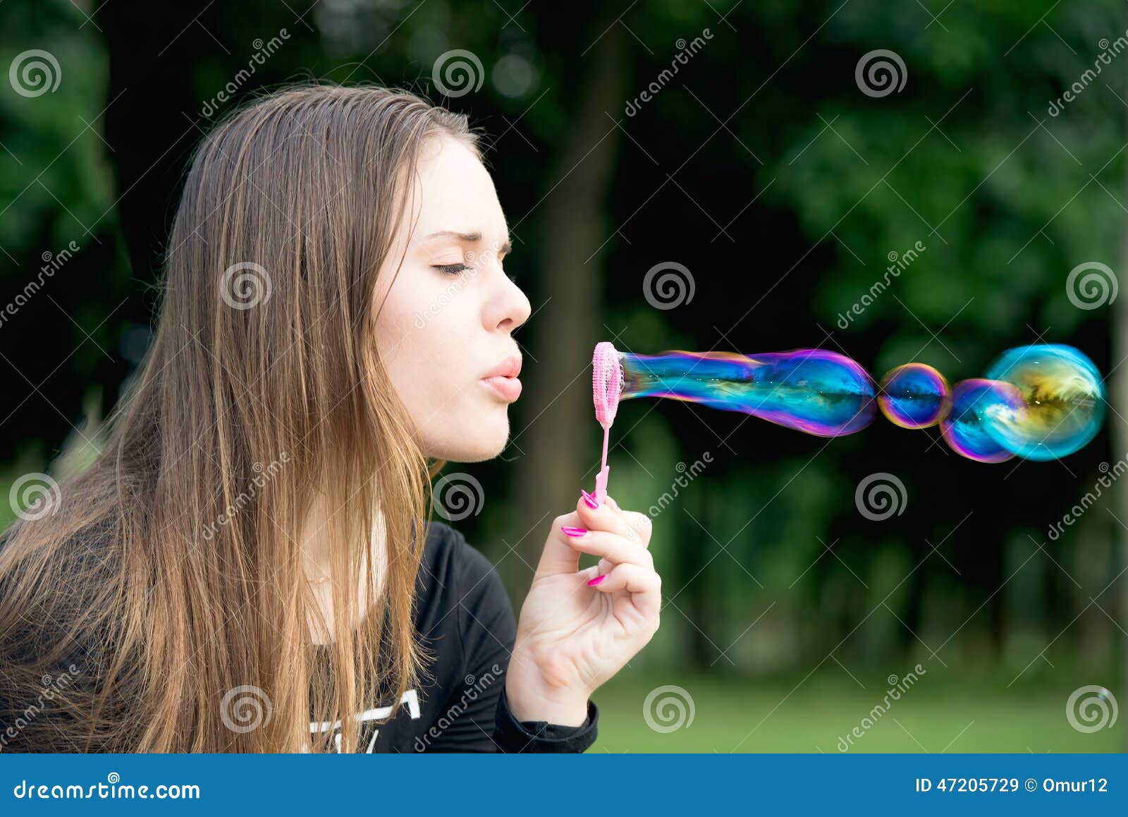 Beautiful Girl Blow Bubbles Stock Image Image Of Cute Little 47205729