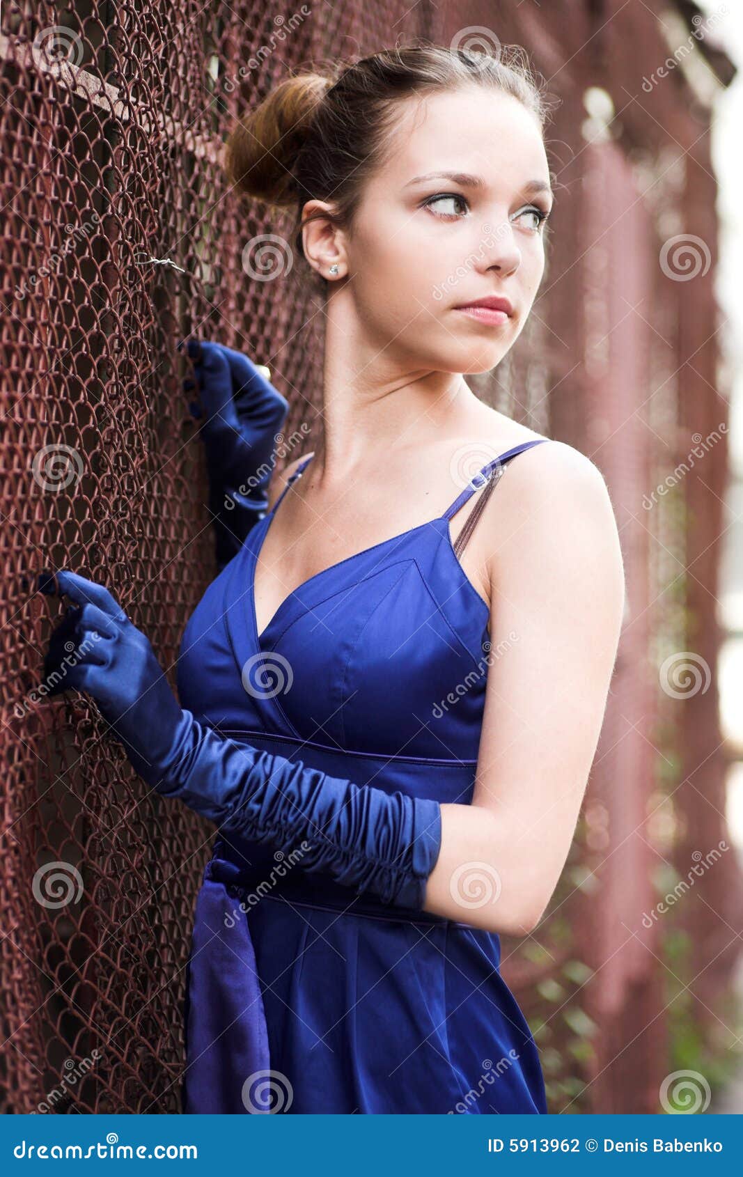 Beautiful girl in blue stock photo. Image of happiness 5913962