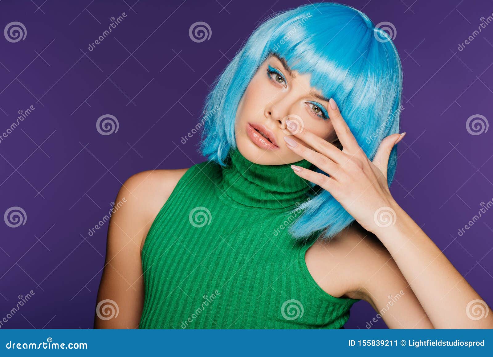 Girl with blue hair posing - wide 4