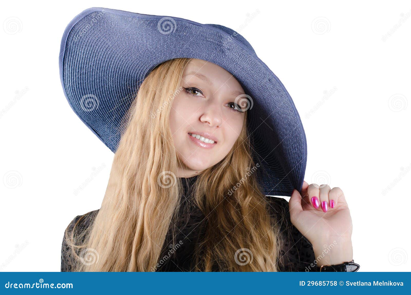Beautiful Girl in a Blue Hat Stock Photo Image of fashion, caucasian