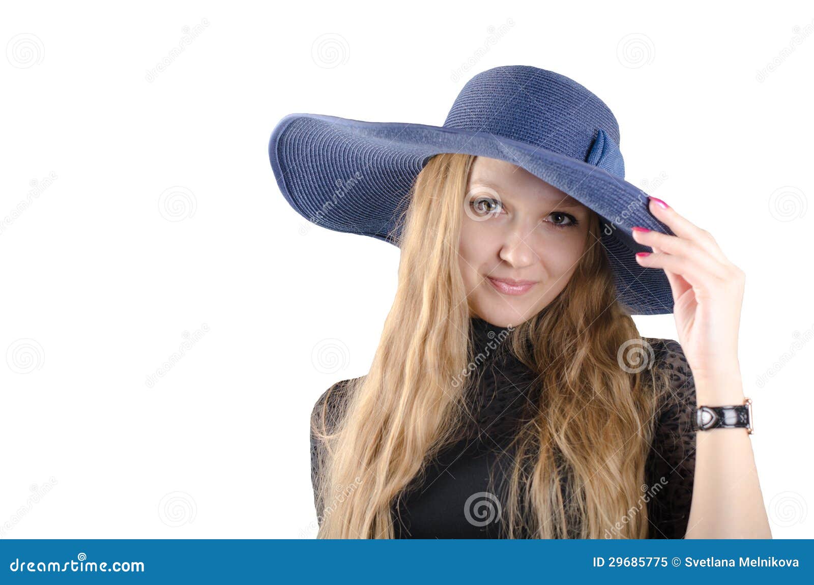 Beautiful Girl in a Blue Hat Stock Image Image of beauty, pretty