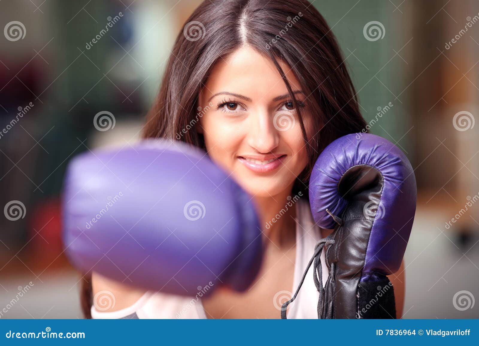 The Beautiful Girl in Boxing Gloves Stock Photo Image of glove, building 7836964