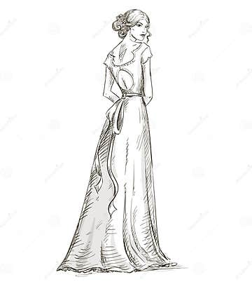 Beautiful Girl. Bride. Bridal Dress. Hand Drawn Stock Vector ...
