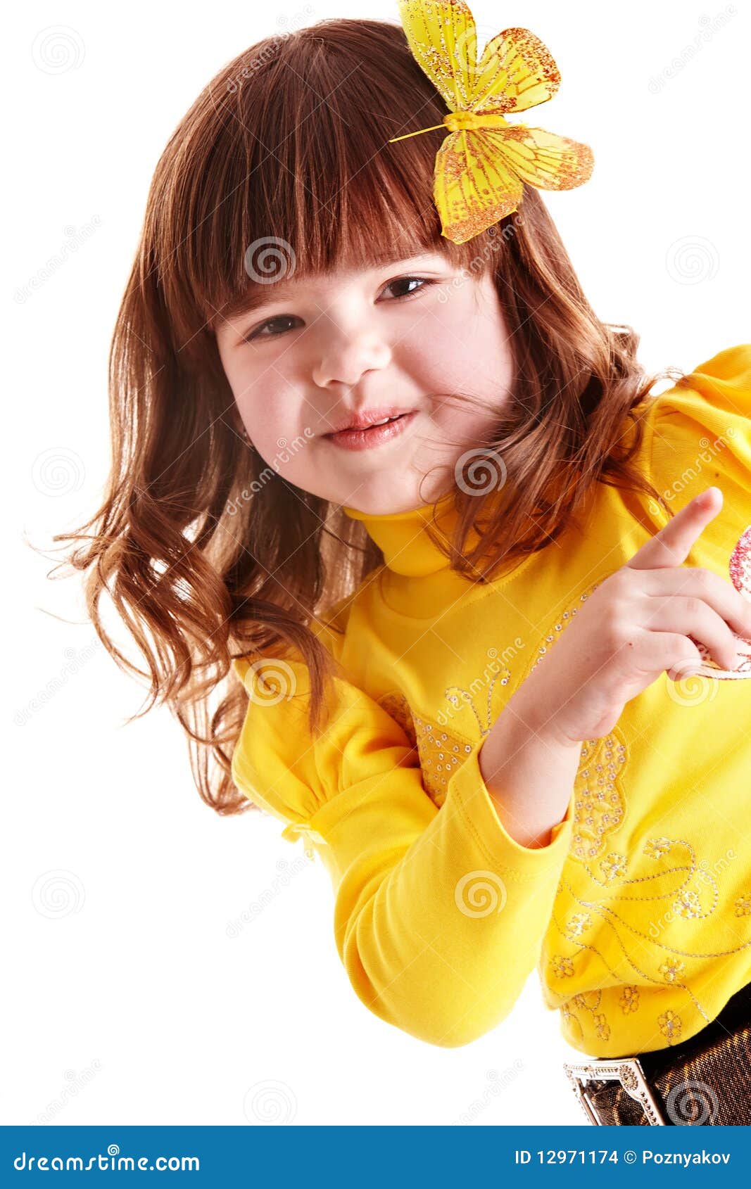 Beautiful Girl With Butterfly Point. Stock Images - Image 