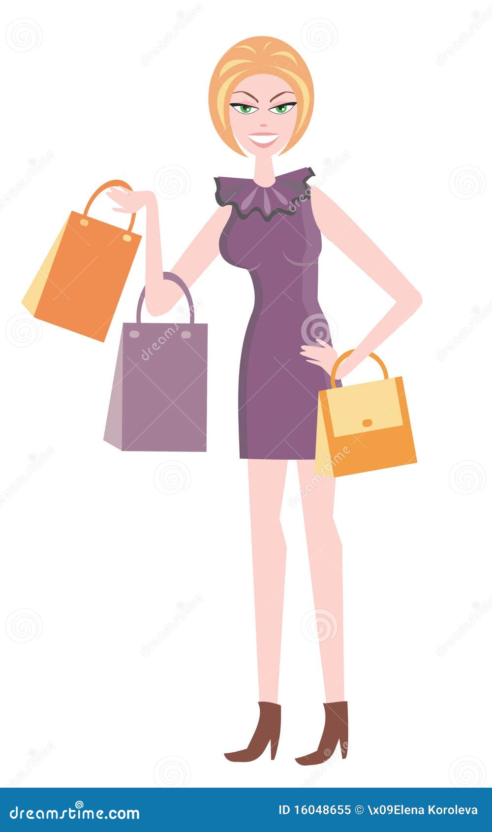 The Beautiful Girl with Buying. Stock Vector - Illustration of happy ...