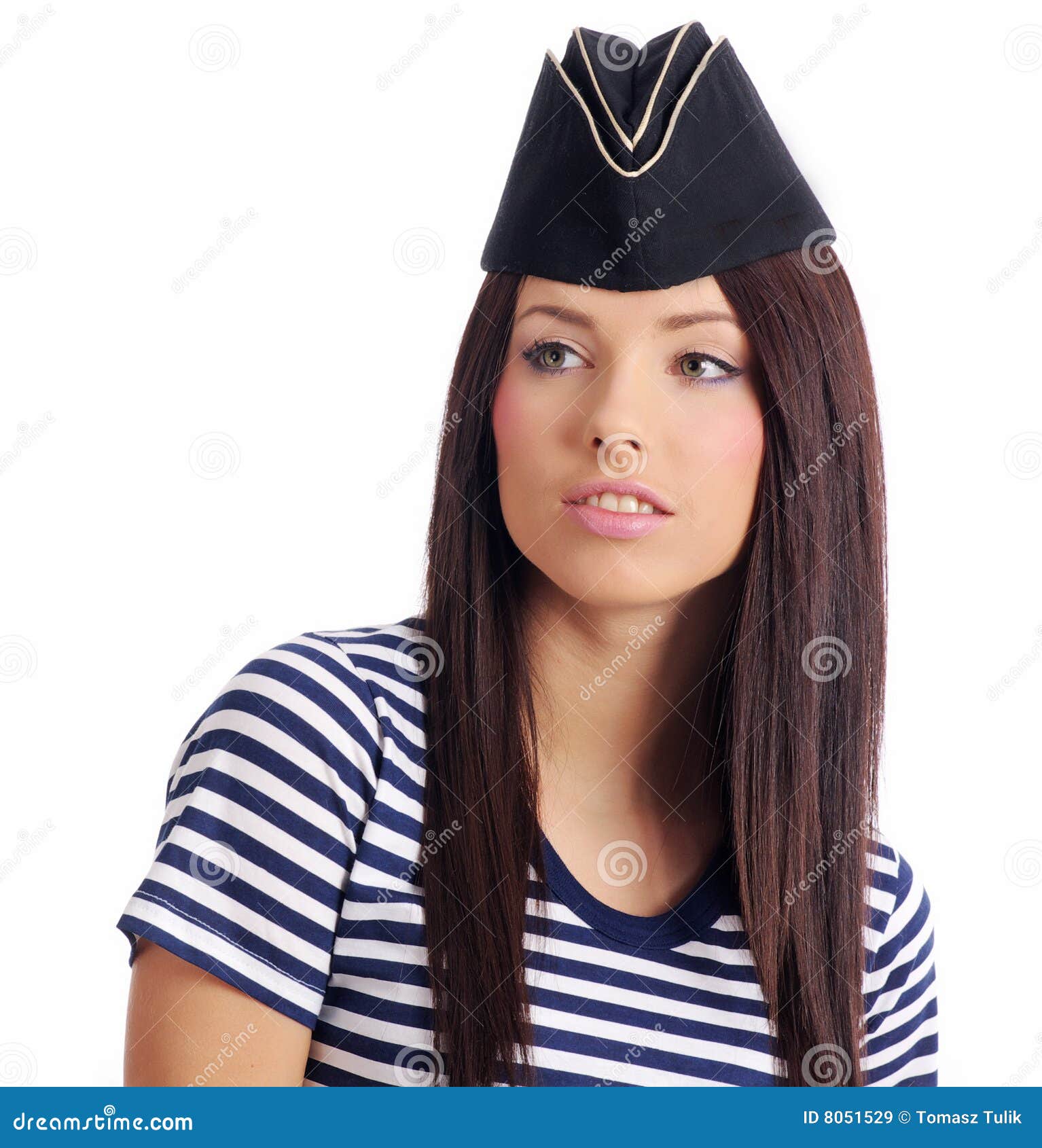 Beautiful Girl in Captain S Hat Stock Image Image of boat, body 8051529