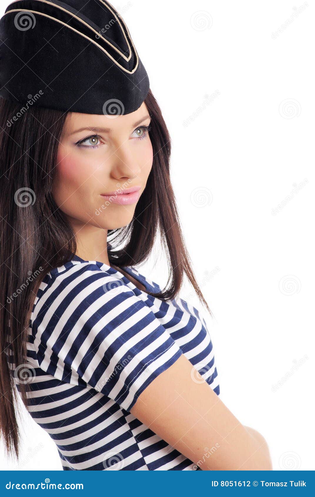 Beautiful Girl in Captain S Hat Stock Photo Image of sailor, storm
