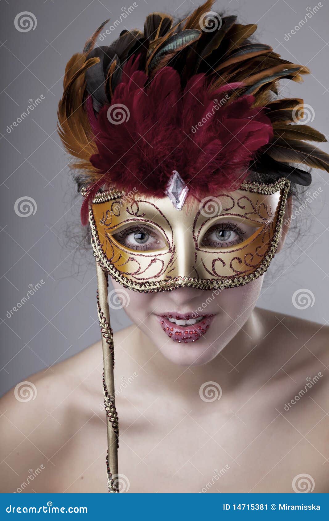 Beautiful Girl with a Carnival Mask Stock Image - Image of harmony ...