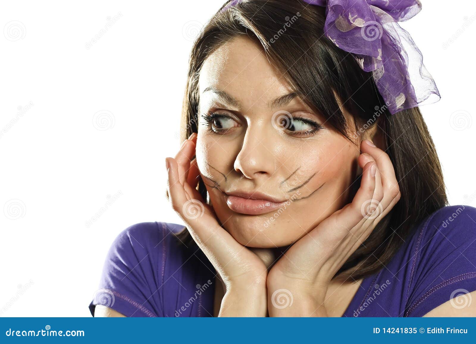 Beautiful Girl With Cat Whiskers  Stock Image Image of 