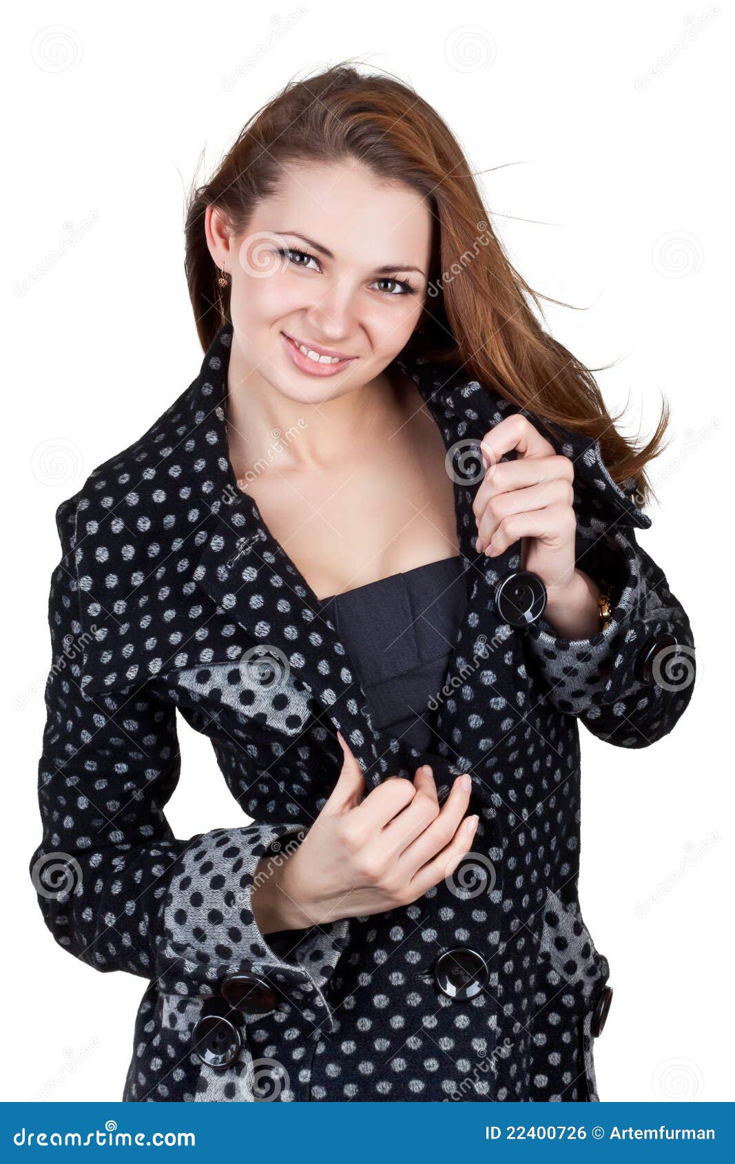 Beautiful girl in the coat stock photo. Image of fashion 22400726