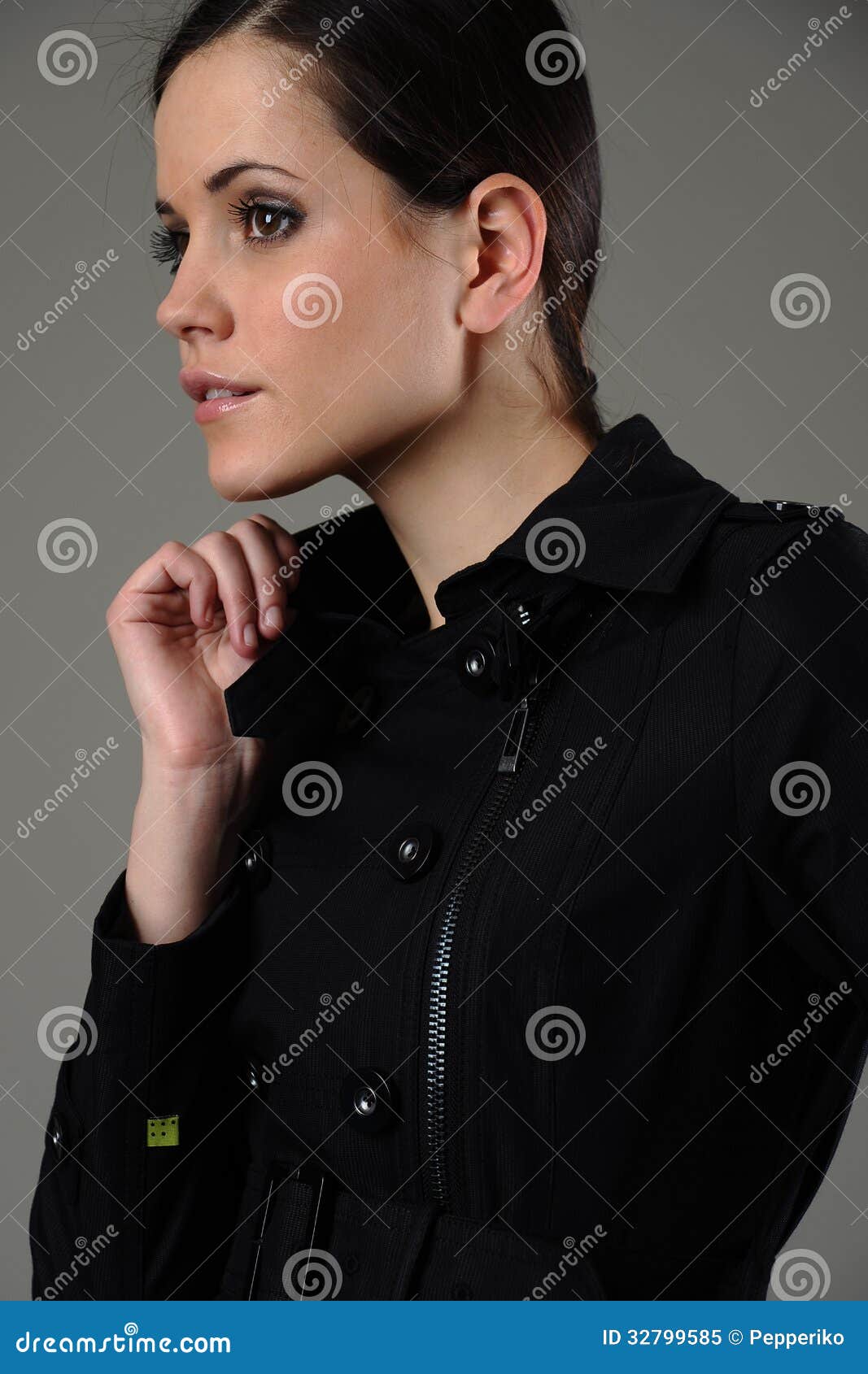 Beautiful girl in coat stock image. Image of eyes, background 32799585