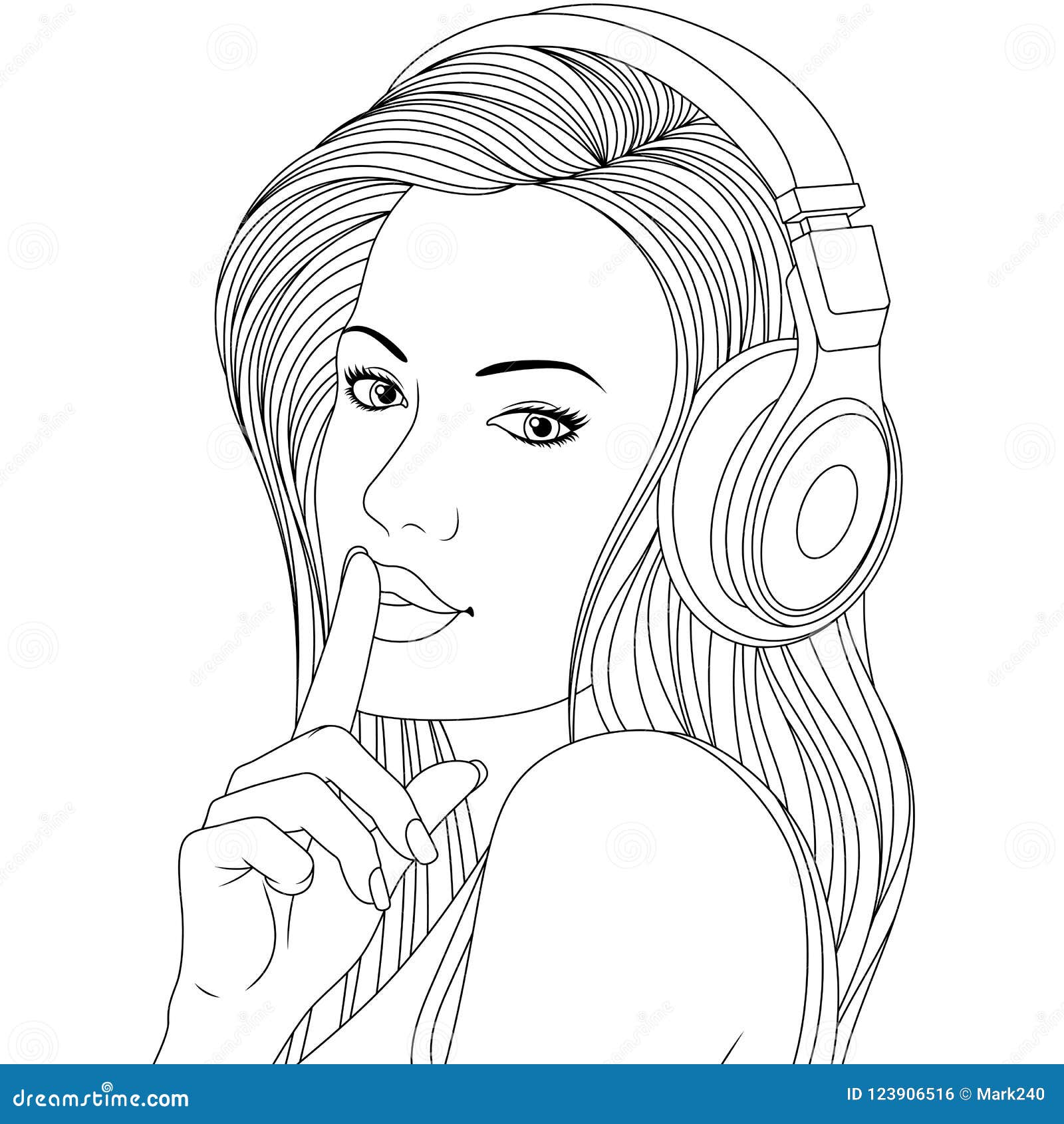 Girl with paper cup coloring page Royalty Free Vector Image