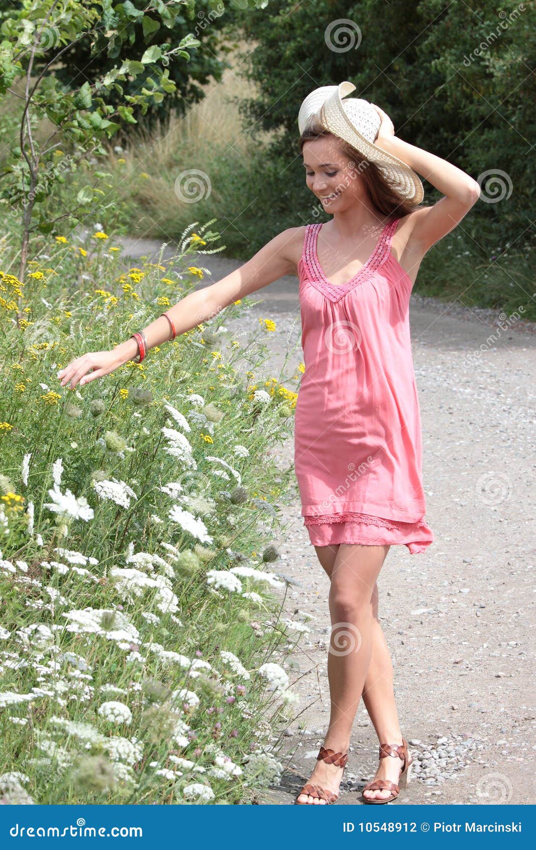 A Beautiful Girl in the Country Stock Photo - Image of beauty, flower ...