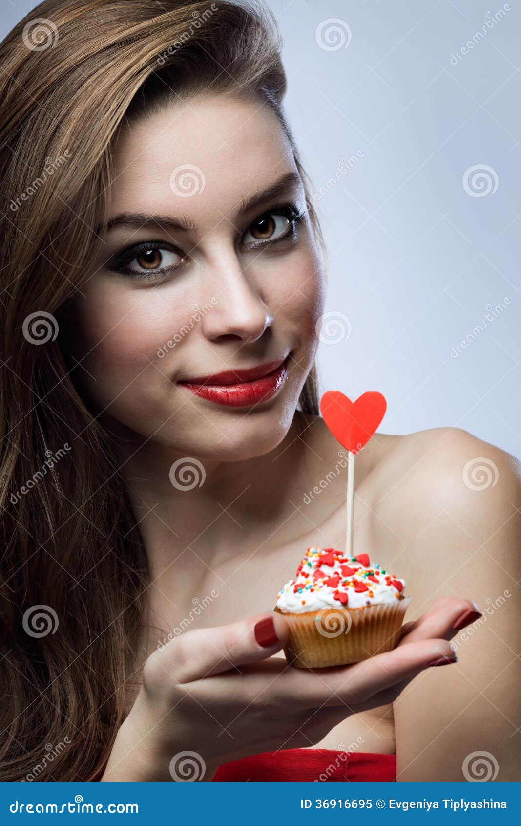 Beautiful Girl with a Cupcake Stock Image Image of person, valentines