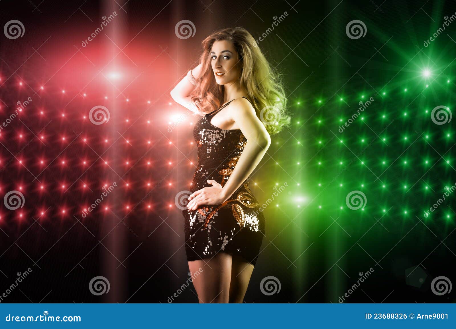 Beautiful Girl Dancing In Club Disco Royalty Free Stock 