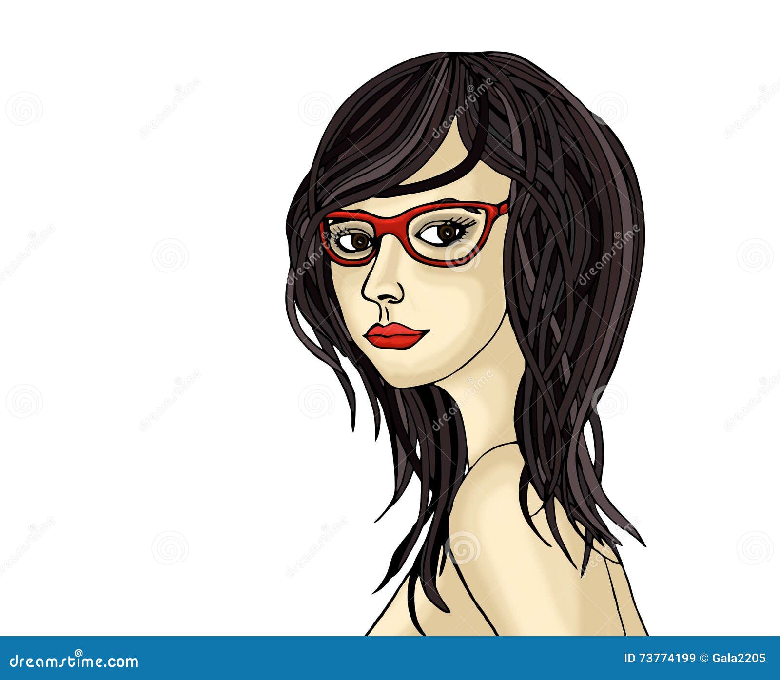 Premium Vector  Girl drawing black outline girl in glasses beautiful girl