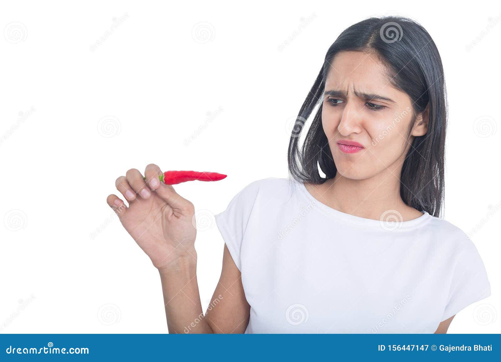 Beautiful Black Hair Girl Don`t Want To Eat Red Pepper Chilli Isolated on White Background Stock Image - Image of background, chilly: 156447147 Beautiful Black Hair Girl Don`t Want To Eat Red Pepper Chilli Isolated on White Background Stock Image - Image of background, chilly: 156447147
