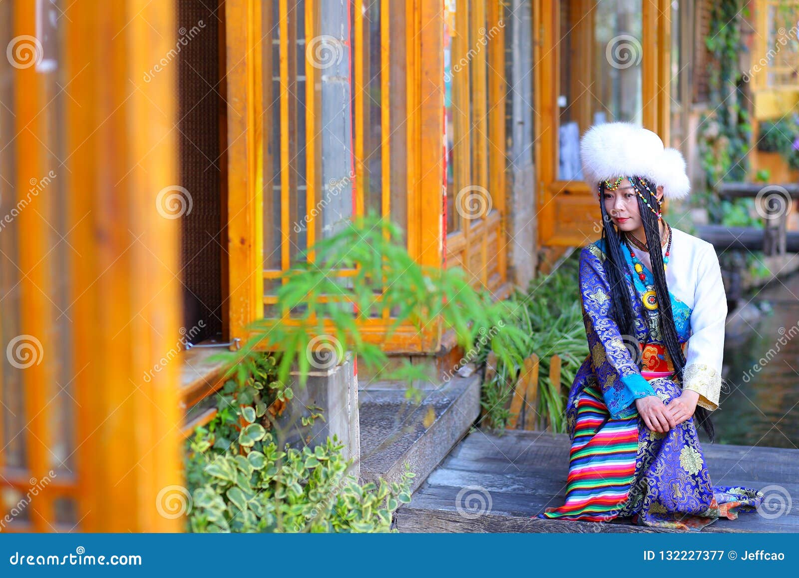 Beautiful Girl Dressed In Ethnic Costumes In Lijiang Yunnan China Stock Image Image Of