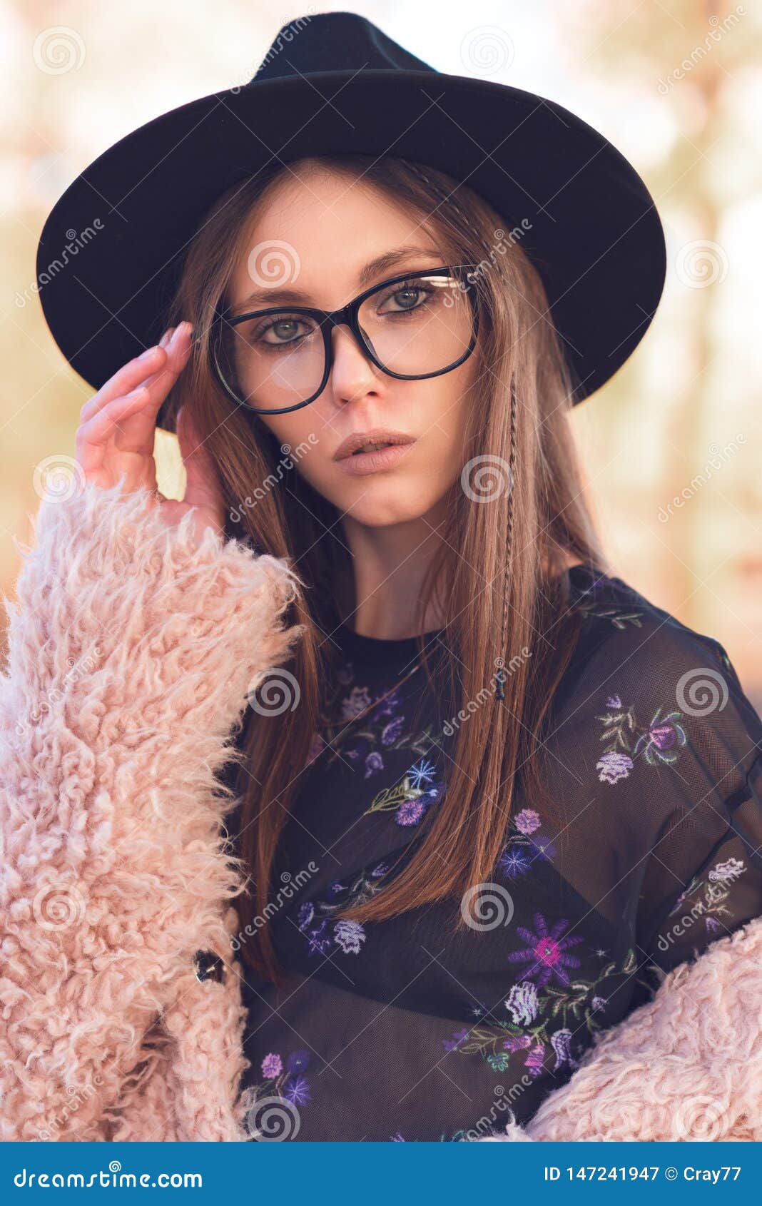 Beautiful Girl in a Fashionable Pink Lama Coat. Stock Image - Image of brunette, cute: 147241947