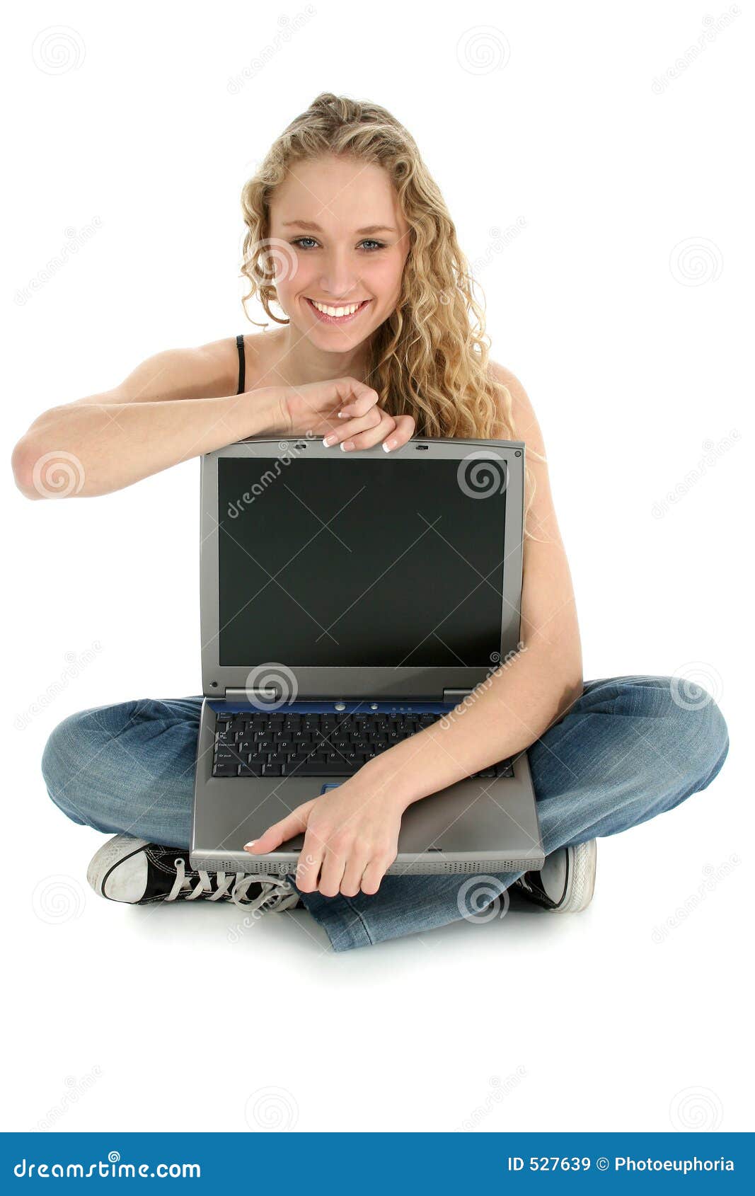 beautiful girl on floor with laptop