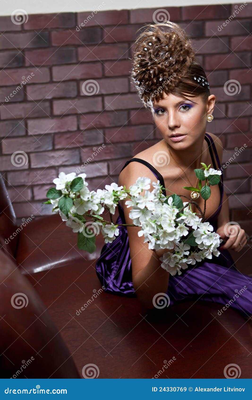 Beautiful Girl with Flowers Stock Image Image of elegance, portrait