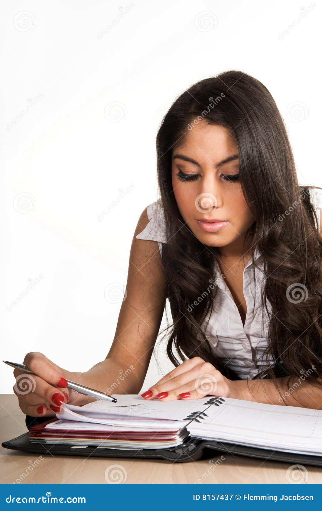 Beautiful Girl Focused on Her Planner Stock Image Image of notebook