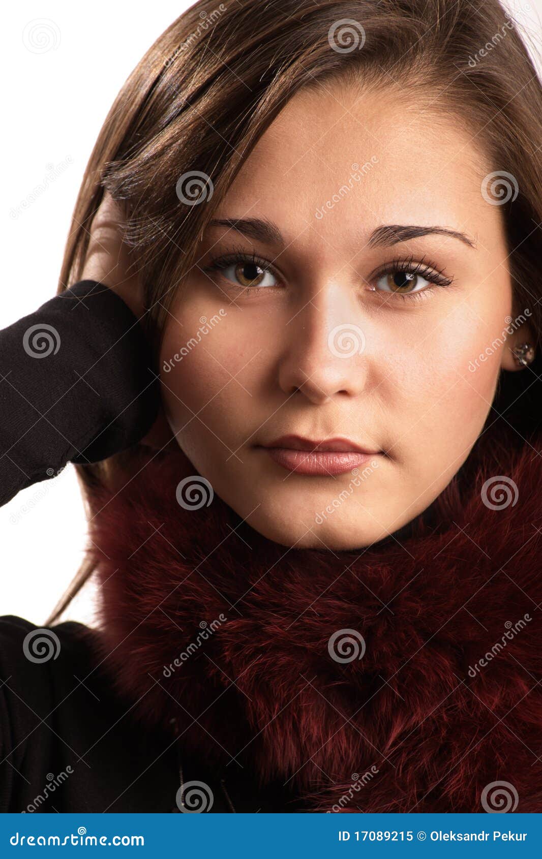 Beautiful Girl in Fur Collar Stock Image - Image of long, hair: 17089215