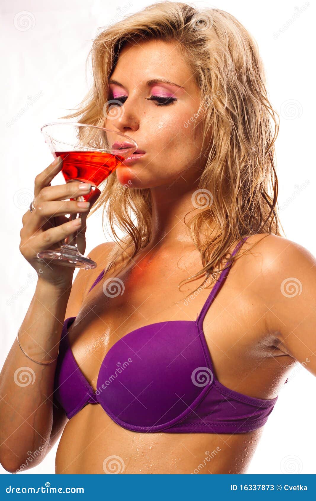 Beautiful Girl With Glass Of Wine Stock Image Image Of