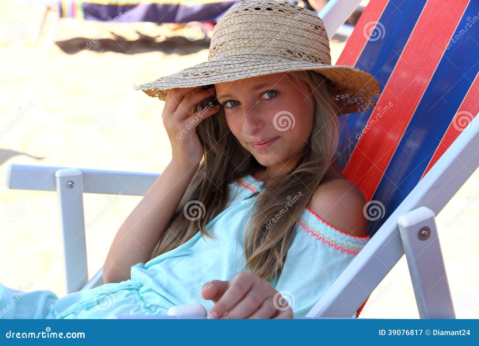 Beautiful Girl in Hat on Beach Stock Image Image of teen, cute 39076817