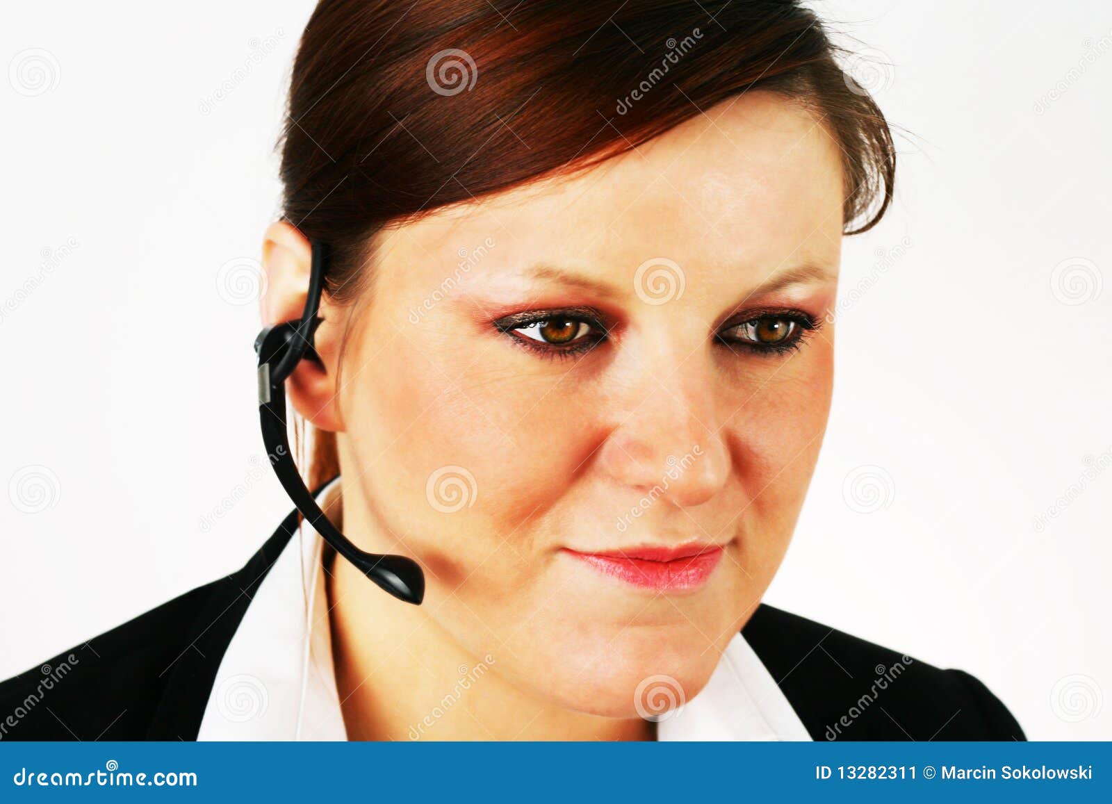 Beautiful Girl with the Headset Stock Image - Image of secretary, phone ...