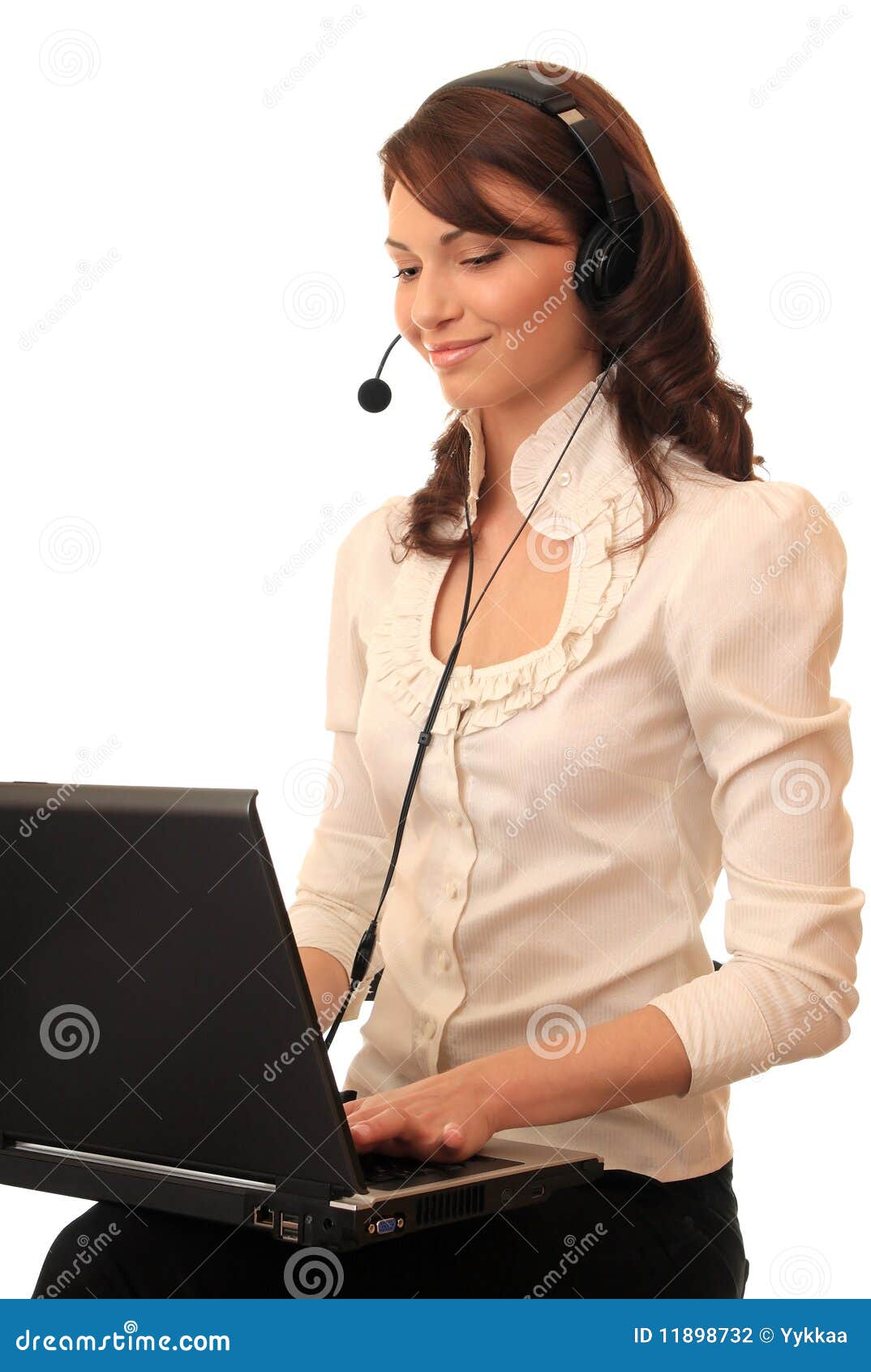 Beautiful Girl in Headsets. Stock Photo Image of garniture, beautiful