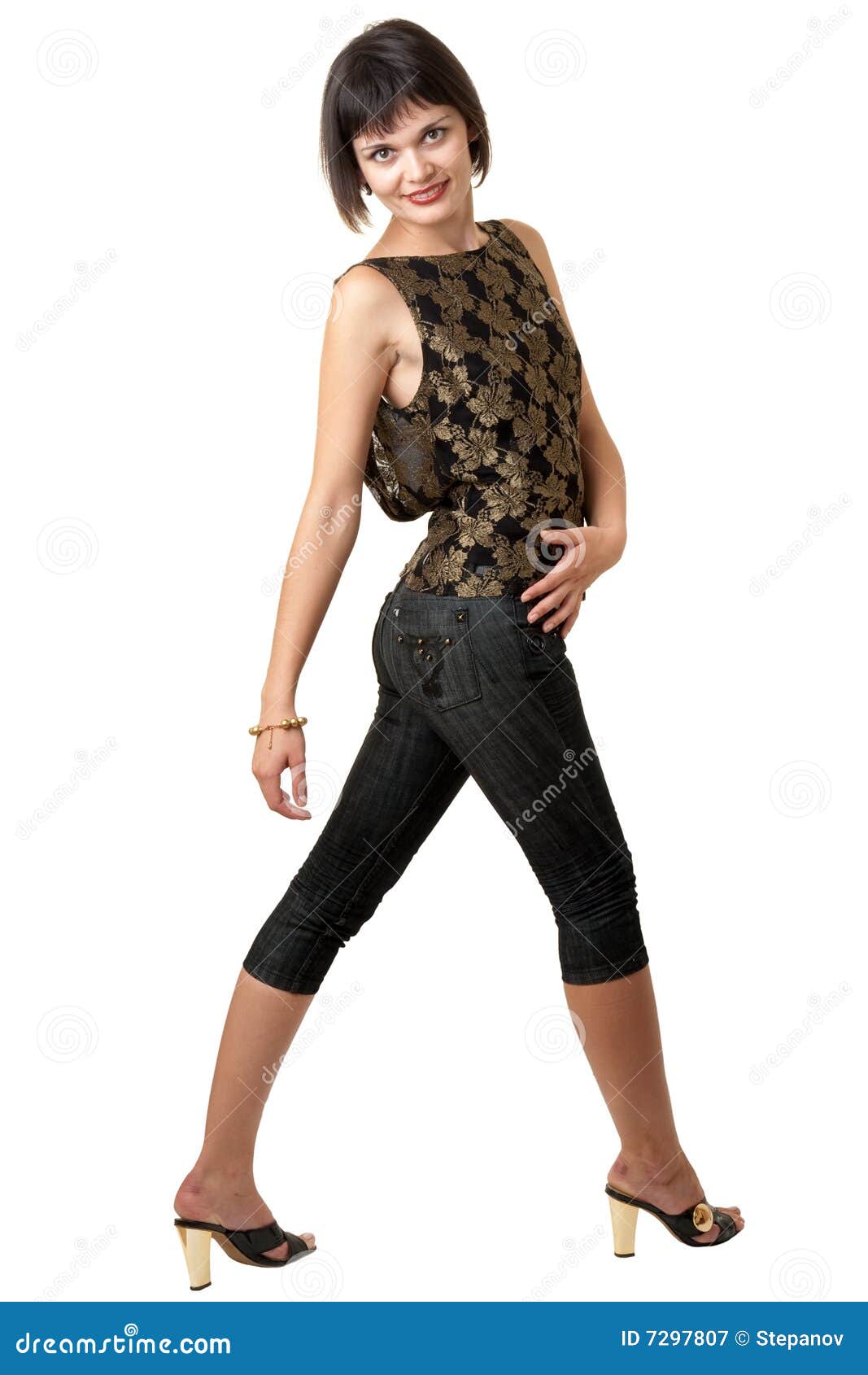 Beautiful girl in jeans stock image. Image of sensuality - 7297807