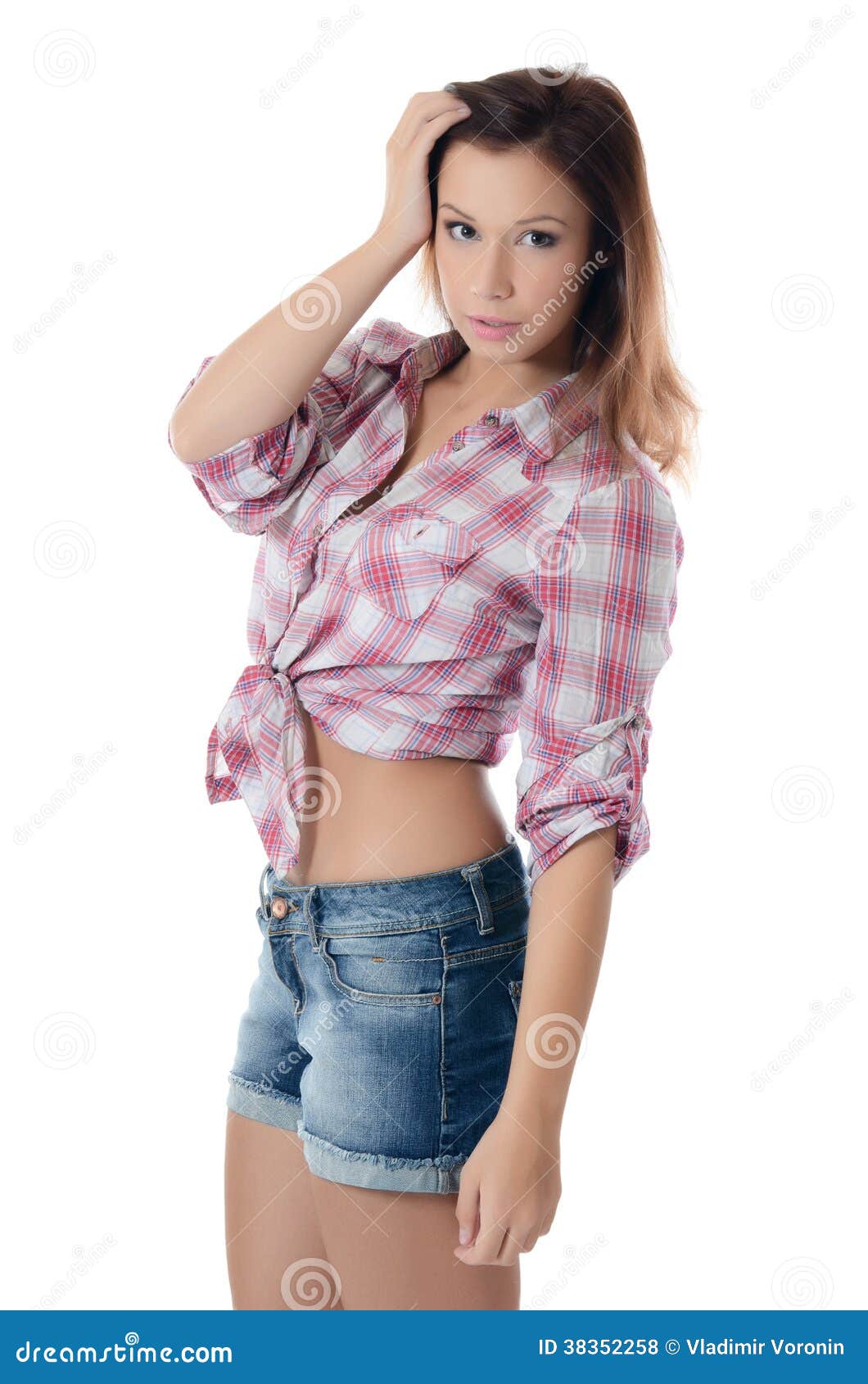 The Beautiful Girl in Jeans Shorts Stock Photo - Image of attractive ...