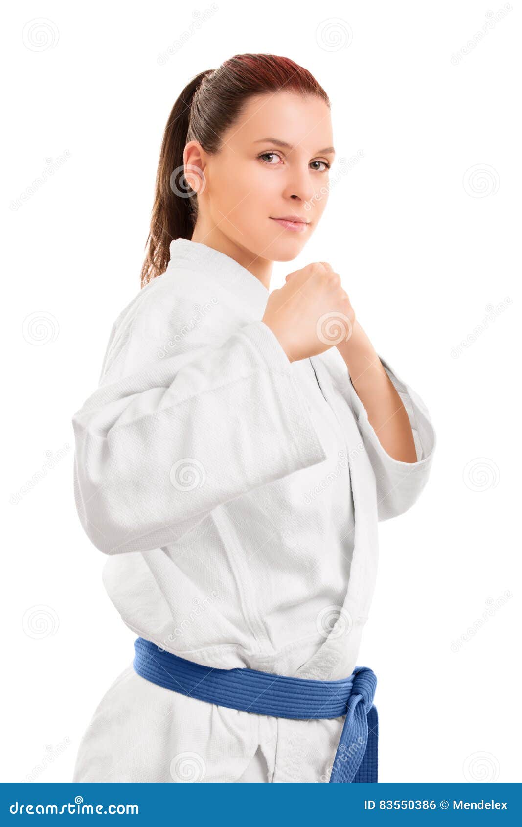 Beautiful Girl in a Kimono in a Combat Stance Stock Photo - Image of ...