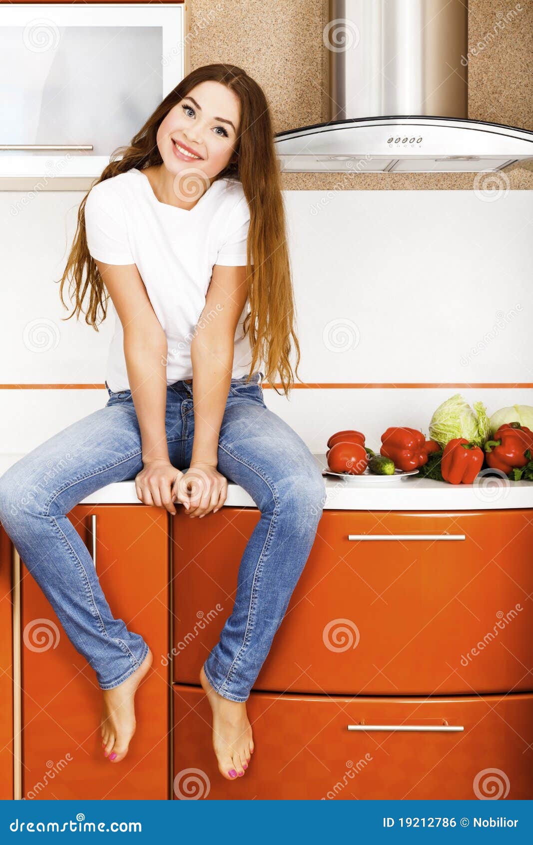 Beautiful Girl In The Kitchen Stock Photo Image Of Girl