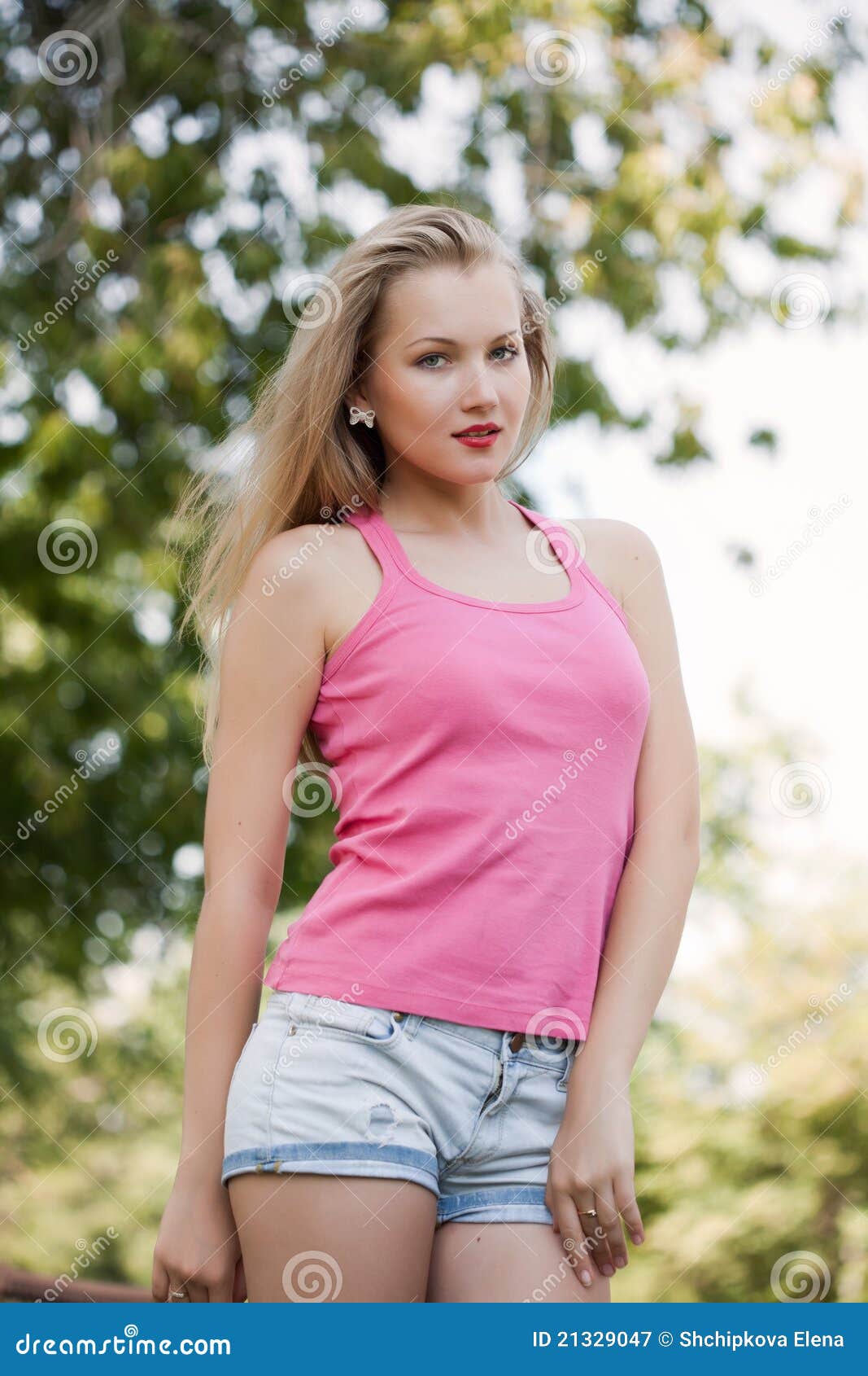 Beautiful Girl with Long Hair Stock Image - Image of walk, vest: 21329047