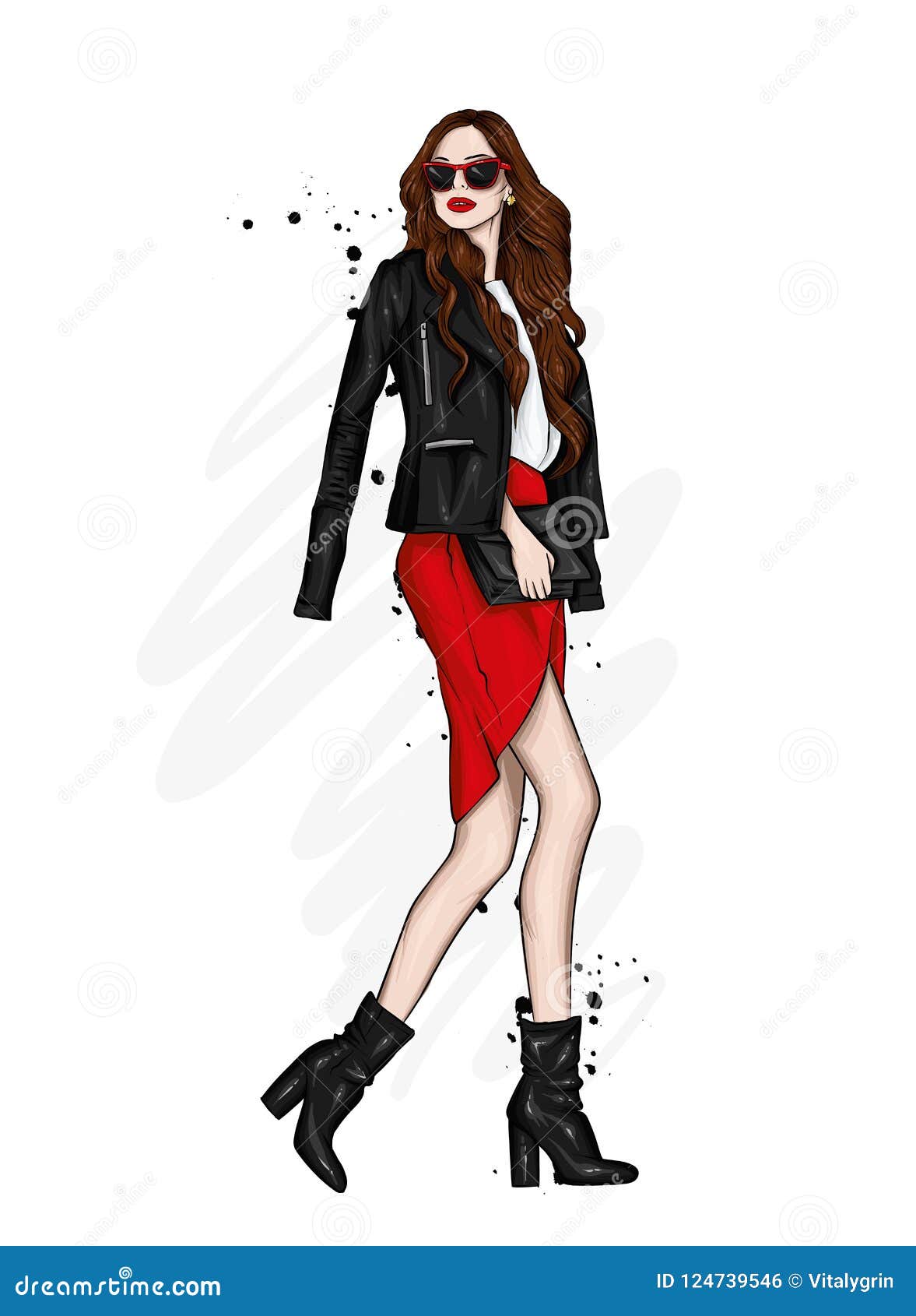 A Beautiful Girl with Long Hair in Glasses, a Jacket, a Skirt and Boots with Heels. Vector Illustration. Stock Vector - Illustration of beauty, accessories: 124739546 A Beautiful Girl with Long Hair in Glasses, a Jacket, a Skirt and Boots with Heels. Vector Illustration. Stock Vector - Illustration of beauty, accessories: 124739546