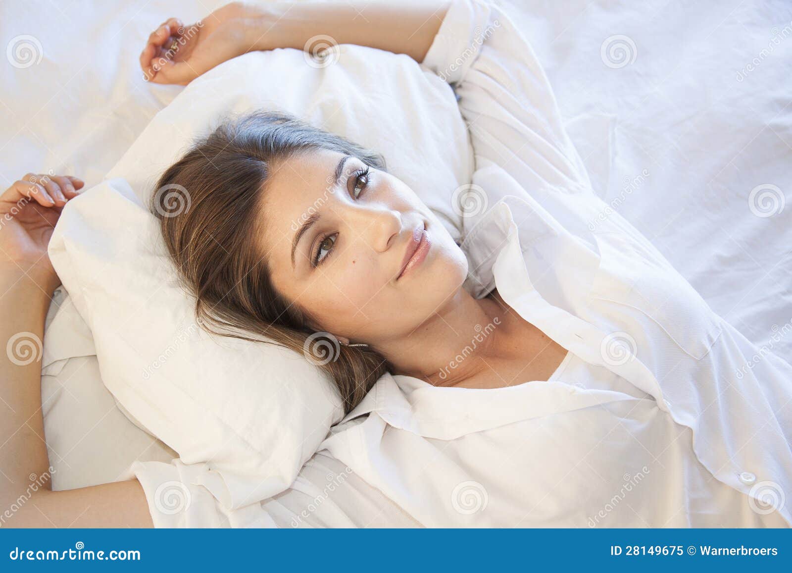 Beautiful Girl Lying In Bed Stock Image Image Of Sheets Girl 28149675