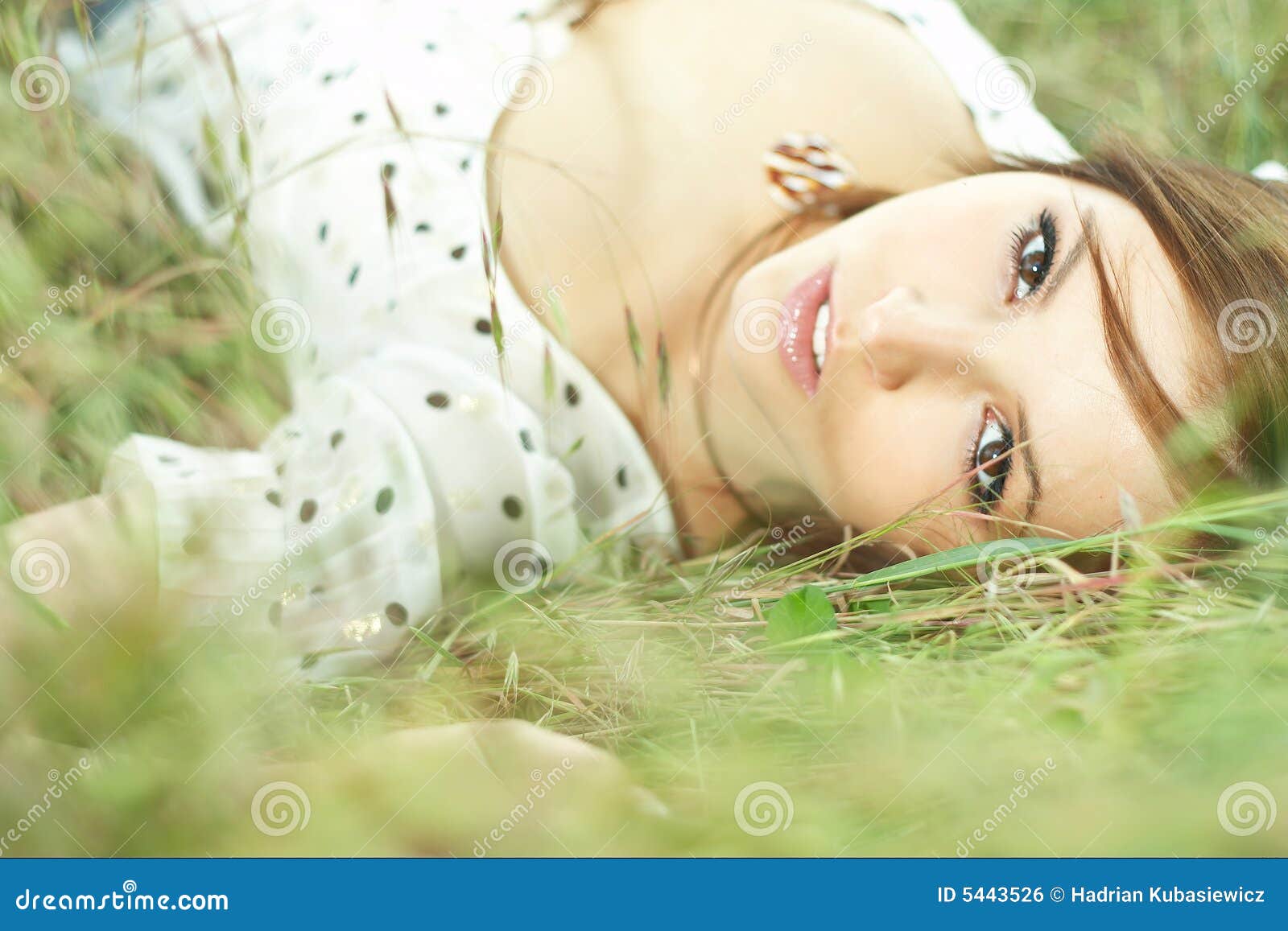 Beautiful Girl Lying Down of Grass Stock Photo - Image of escapism ...