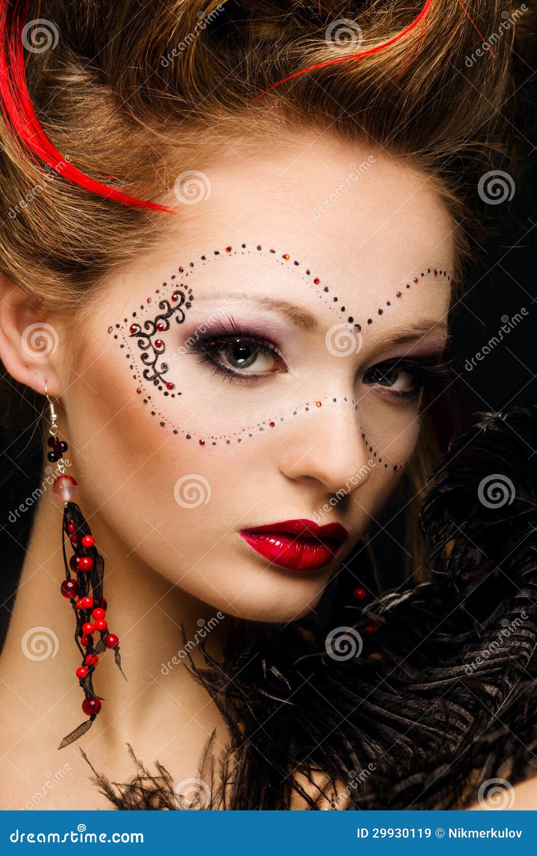 Beautiful Girl with a Mask and Make Up Stock Image Image of painted