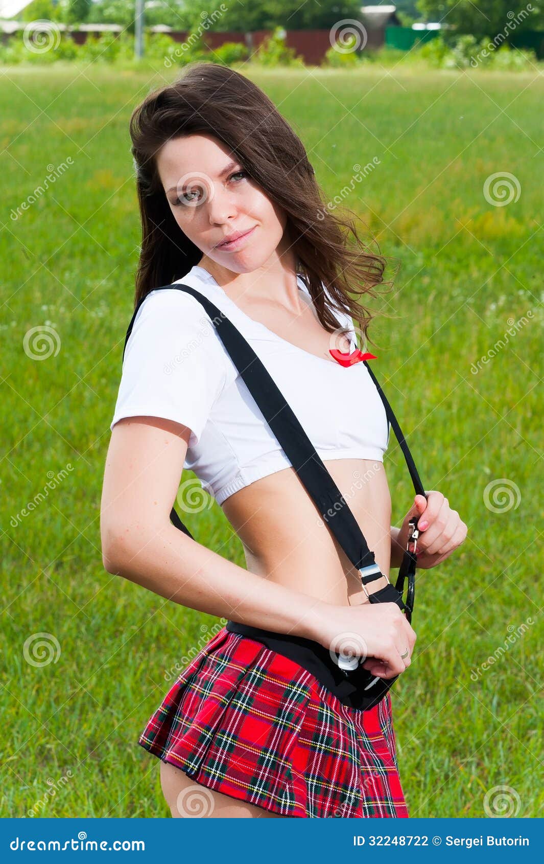 Beautiful Girl In Mini skirt Outdoors Stock Photography 