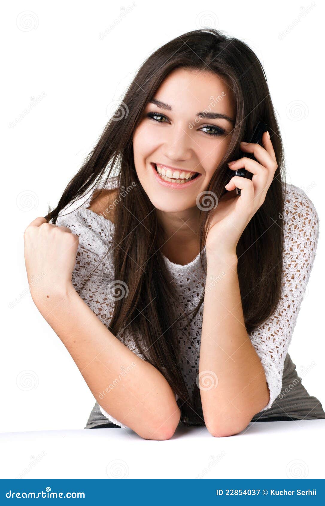 Beautiful Girl  With Mobile  Phone Stock Image Image of 