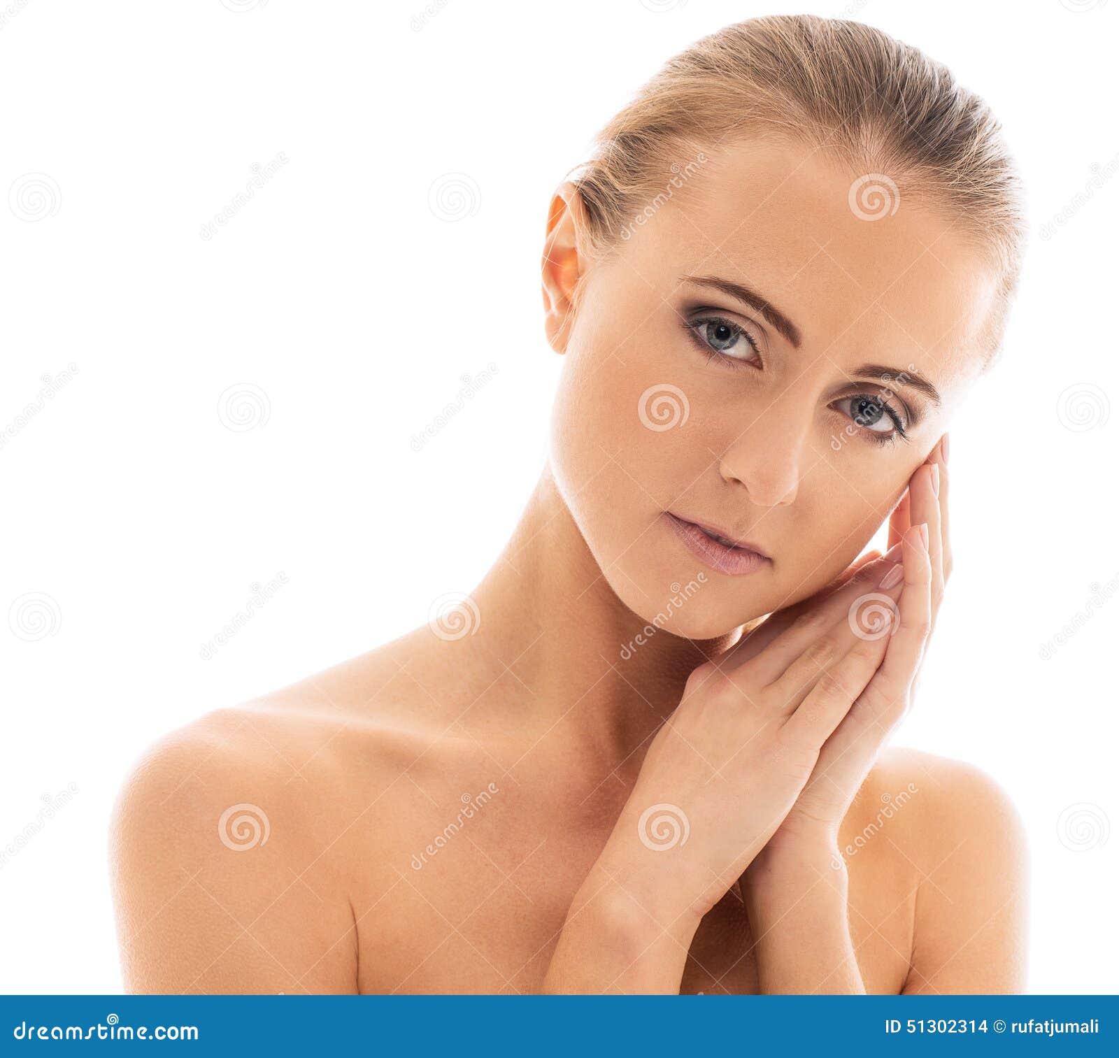 Beauty Female Portrait With Naked Shoulders Isolated On 