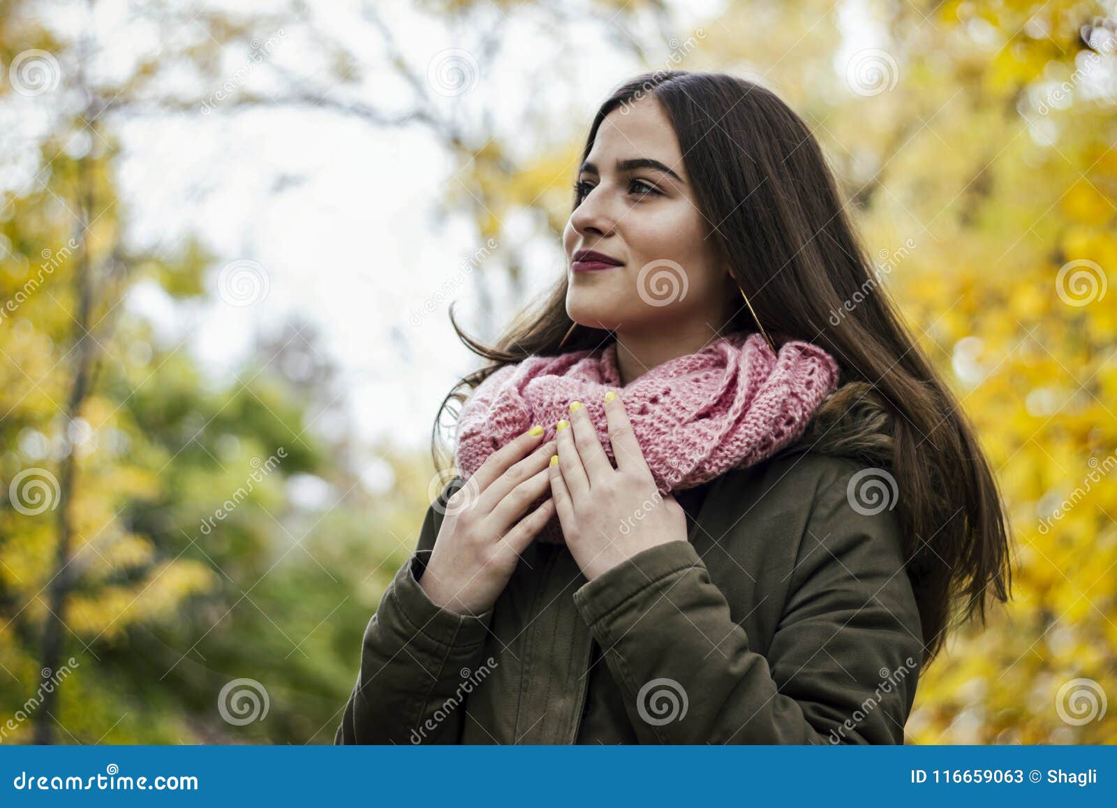 Beautiful Girl in Park Looking in Sky Stock Image - Image of portret ...