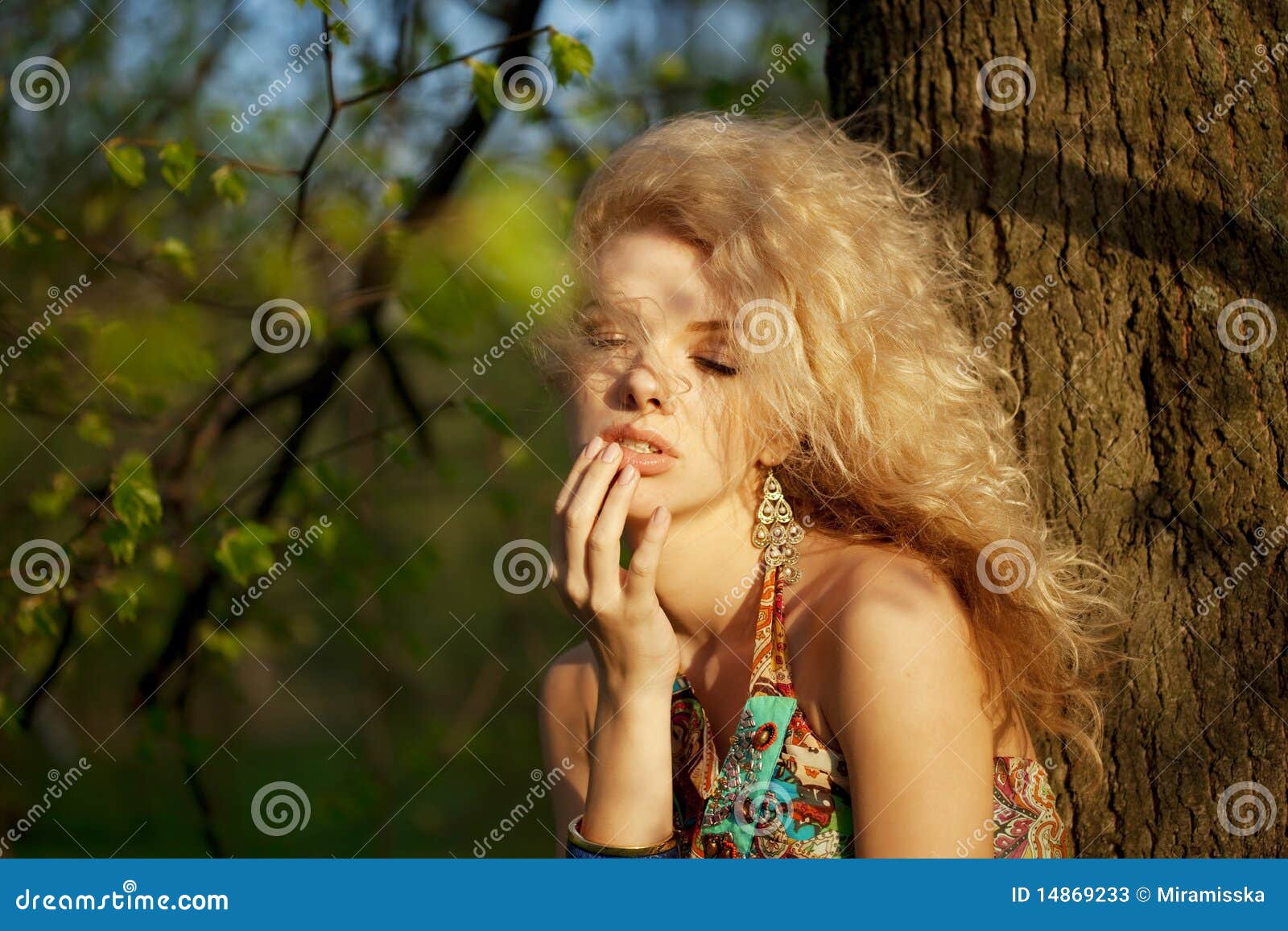 Beautiful Girl in the Park at Sunset Stock Image - Image of lonely ...