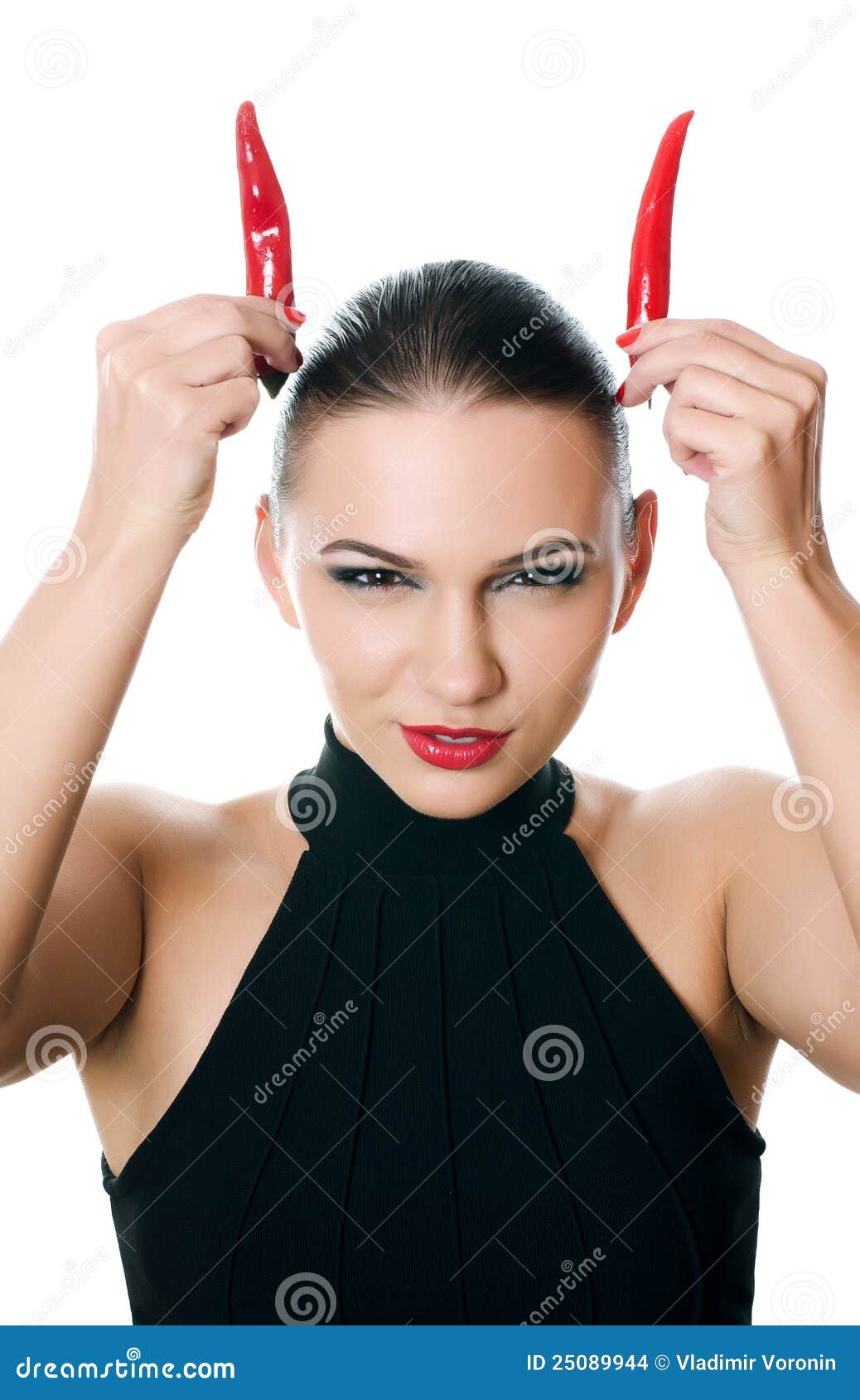 The Beautiful Girl with Pepper Chili Stock Photo Image of diet