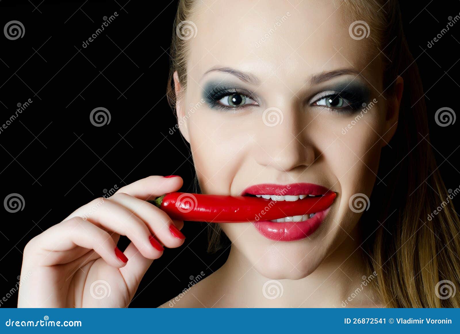The Beautiful Girl with Pepper Chili Stock Image Image of cayenne