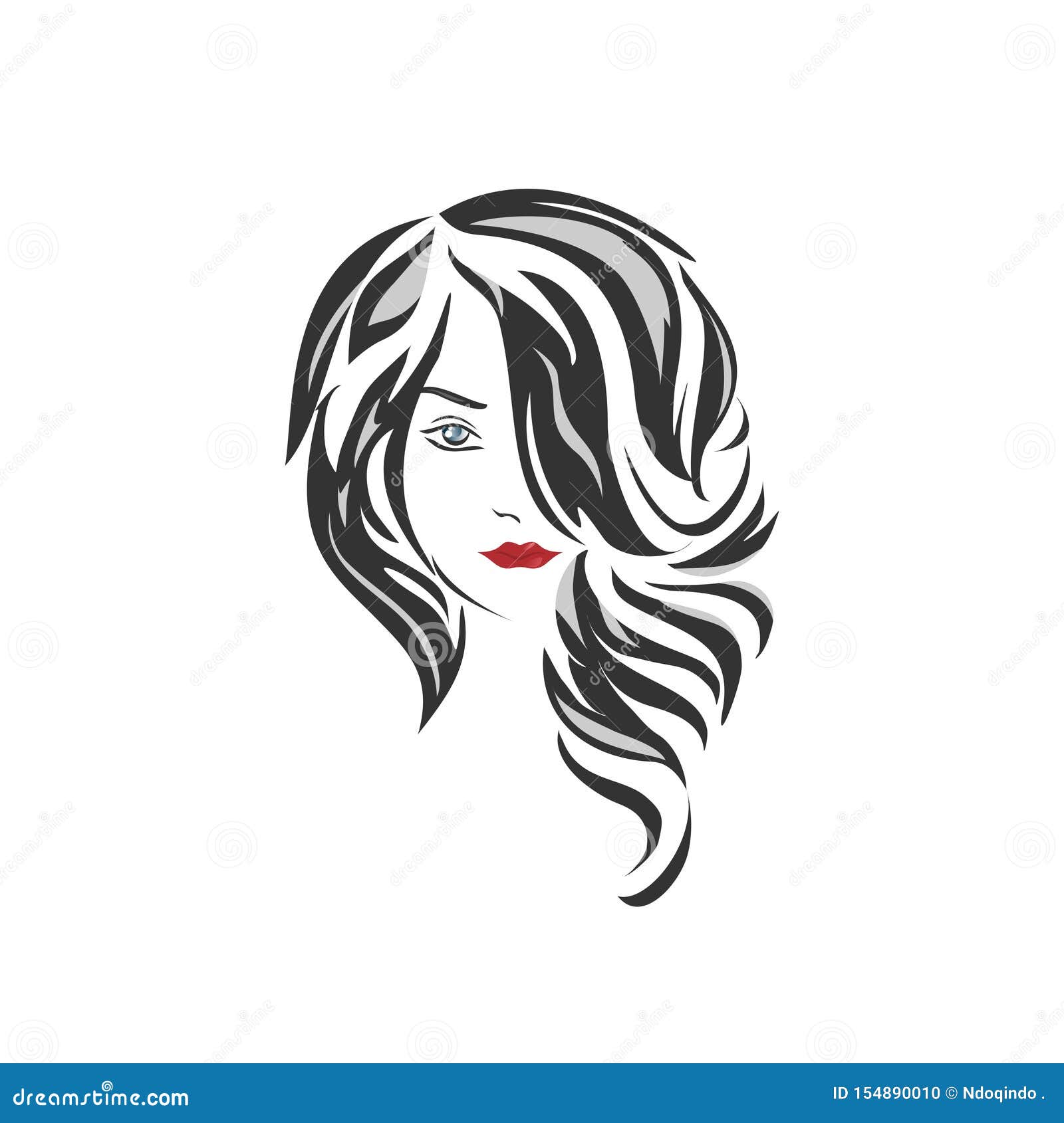Beautiful Girl with Perfect Hair on Light Background Stock Vector -  Illustration of dark, head: 154890010
