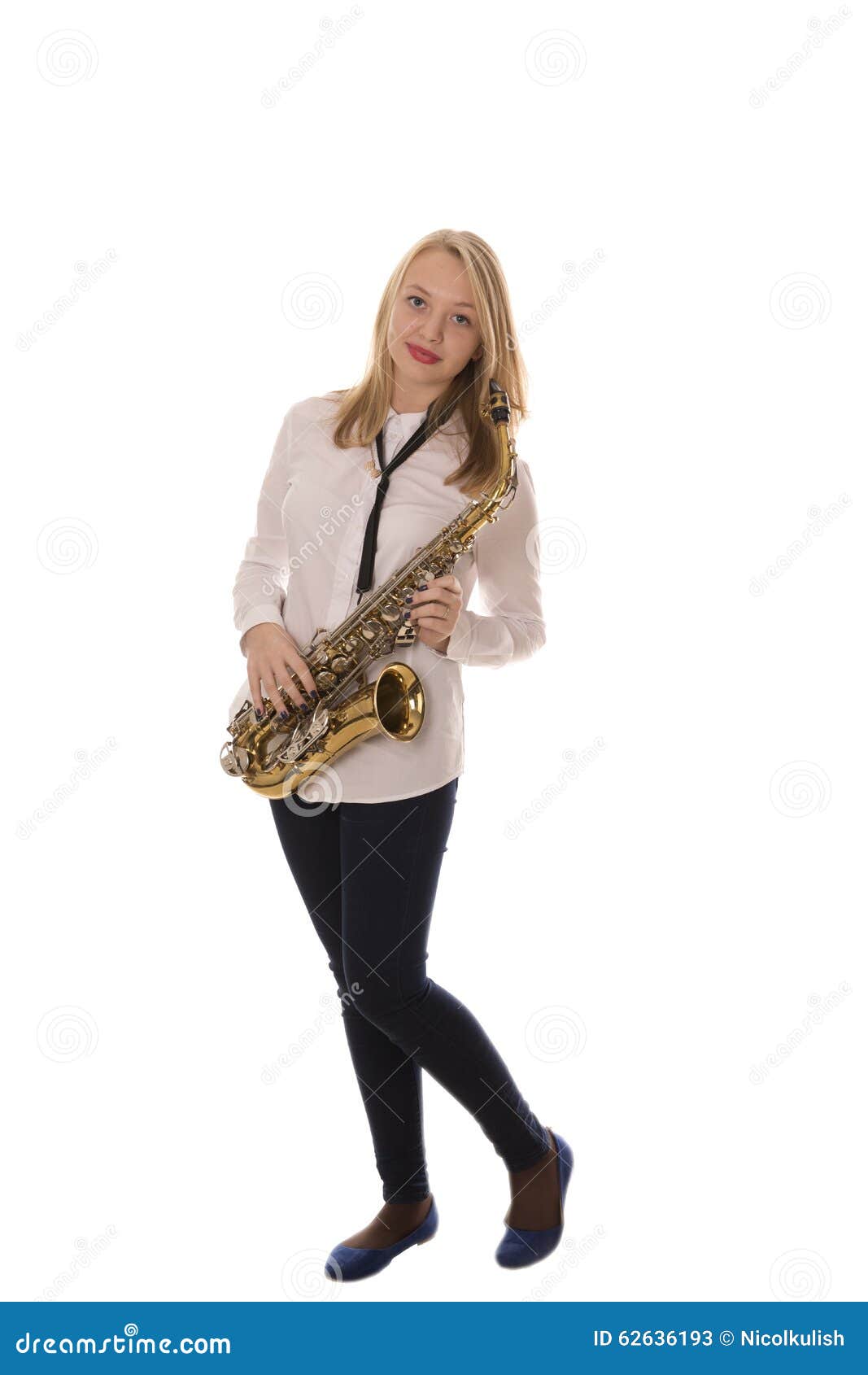 Beautiful Girl Playing the Saxophone Stock Image Image of pretty