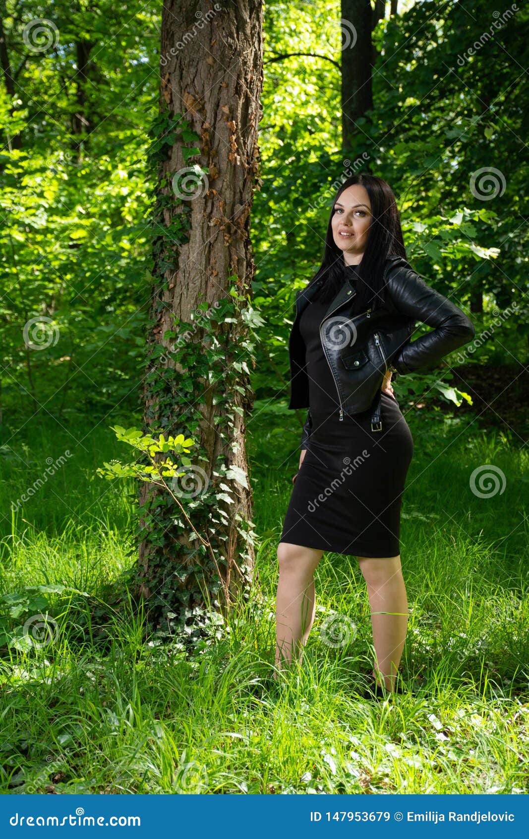 Young Attractive Girl Poses On A Tree In A Colorful Autumn Forest In  October In Bavaria, Germany Stock Photo, Picture and Royalty Free Image.  Image 144519859.